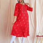 Pink Woven Design Rayon Straight Kurta
