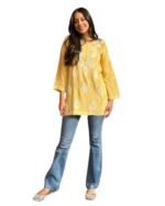 Cotton Kurta for Women – Lakhnavi Chikankari Embroidered Ladies Kurti, Stylish Girls Top, Ethnic Half Kurtas, Tunic Design Woman Kurtis