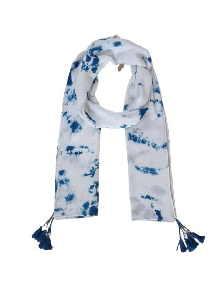 31Ns6SBIgML.jpg Fashage Blue color Tie-Dye scarves with tassels. - Image 1