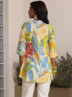 Cream Printed Silk Blend Straight Kurti - Image 3
