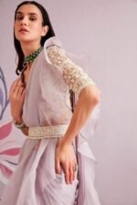 Women's Woven Design Peacock Print Silk Blend Saree with Unstitched Blouse Piece - Image 3