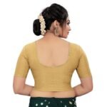 Round Neck Dobby Cotton Lycra Stretchable Elbow Sleeve Readymade Saree Blouse for Women Stylish (Free Size) - Image 3