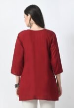Kurti for Women - Short Chikankari Kurtis for Girls, Lakhnawi Tunic Top Kurta Design for Ladies, Woman Ethnic Kurthis & Shirt with Sleeve, Plain Straight Embroidery for Office - Image 2