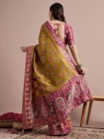 Mustard Woven Viscose Saree with Unstitched Blouse - Image 2