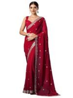 Women's Georgette Embroidered Saree With Unstitched Blouse