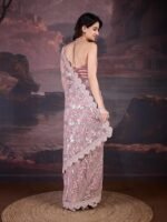 Women's Net Embroidery Sequin work Saree with Blouse Piece - Image 2