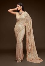 Women's Georgette Heavy Sequins Work Heavy Saree with Blouse (Latest-Sequins-Party-Saree) - Image 4