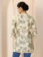 Beige Printed Silk Blend Straight Short Kurti - Image 3