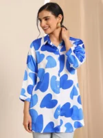 White Printed Silk Blend Straight Tunic - Image 2