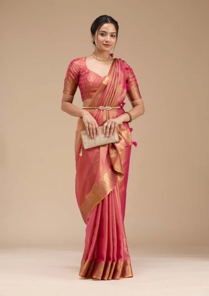 Rani Pink Printed Art Silk Saree