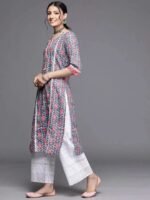 Blue Printed Cotton Kurta - Image 2