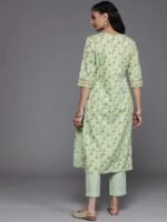Green Yoke Design Cotton Silk Kurta - Image 3