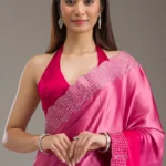 Rani Pink Swarovski Satin Saree