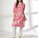 Women Ikat Cotton Straight Kurta