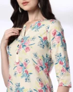 Women Floral Print Cotton Straight Kurta - Image 2