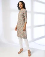 Women Paisley Print Straight Kurta with Neck Tie-Up - Image 4