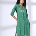 Women Embroidered Straight Kurta & Pants