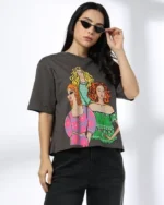 Women Graphic Print Boxy Fit Cotton Round-Neck T-Shirt