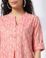 Women Geometric Print A-Line Kurti - Image 3
