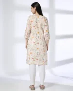 Women Floral Print Cotton Straight Kurta - Image 3