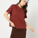 Women Cotton Regular Fit Crew-Neck T-Shirt