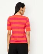 Women Striped Relaxed Fit Crew-Neck T-Shirt - Image 3