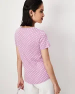 Women Polka-Dot Relaxed Fit Crew-Neck T-Shirt - Image 4