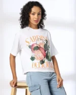 Women Graphic Print Boxy Fit Crew-Neck T-Shirt - Image 2