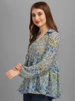 ABSTRACT GEOMETRICAL PRINTED WOMEN'S TOP - Image 4