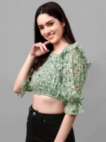 Crop Tops For Women Western Wear Green - Image 4