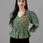 TOPS FOR WOMEN WESTERN WEAR ABSTRACT TOP